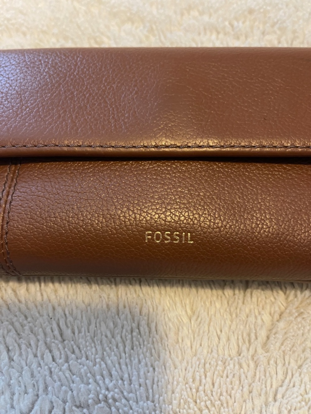 Fossil Brown Leather Foldover Wallet
